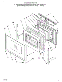 Door parts for Whirlpool Range OEMGR399LXGT2 from AppliancePartsPros.com