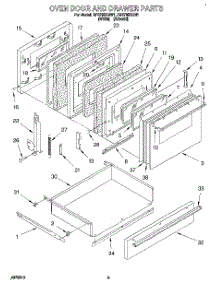 03 - Oven Door And Drawer parts for Whirlpool Range RF4700XBN1 from AppliancePartsPros.com