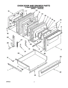 03 - Oven Door And Drawer parts for Whirlpool Range RF4700XWW3 from AppliancePartsPros.com
