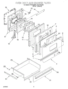 03 - Oven Door And Drawer parts for Whirlpool Range RF4700XBW4 from AppliancePartsPros.com