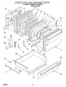 03 - Oven Door And Drawer parts for Whirlpool Range RF4700XBW0 from AppliancePartsPros.com
