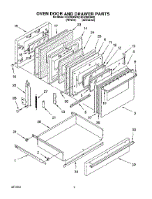 03 - Oven Door And Drawer parts for Whirlpool Range RF4700XWW2 from AppliancePartsPros.com