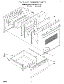03 - Door And Drawer parts for Whirlpool Range RF377PXYW2 from AppliancePartsPros.com