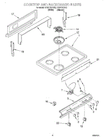 04 - Cooktop And Backguard parts for Whirlpool Range RF3010XVN5 from AppliancePartsPros.com