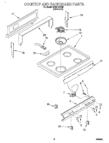 04 - Cooktop And Backguard parts for Whirlpool Range RF3010XVN3 from AppliancePartsPros.com