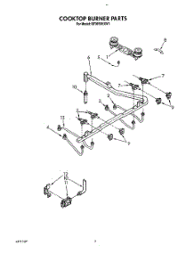 04 - Cooktop Burner parts for Whirlpool Range SF365BEXW1 from AppliancePartsPros.com