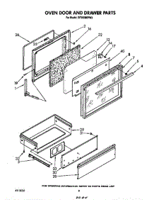 Oven Door And Drawer parts for Whirlpool Range SF365BEPW3 from AppliancePartsPros.com