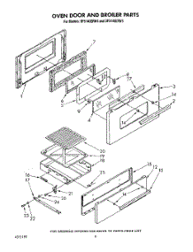 06 - Oven Door And Broiler parts for Whirlpool Range SF5140ERW4 from AppliancePartsPros.com