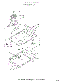 02 - Cooktop parts for Whirlpool Range RS610PXYH1 from AppliancePartsPros.com