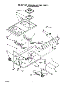 06 - Cook Top And Manifold , Lit / Optional parts for Whirlpool Range SF316PEWN0 from AppliancePartsPros.com