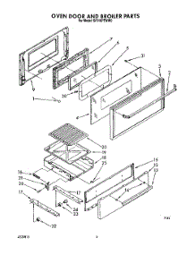 05 - Oven Door And Broiler parts for Whirlpool Range SF316PEWW0 from AppliancePartsPros.com