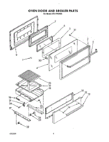 03 - Oven Door And Broiler parts for Whirlpool Range SF317PEXW0 from AppliancePartsPros.com