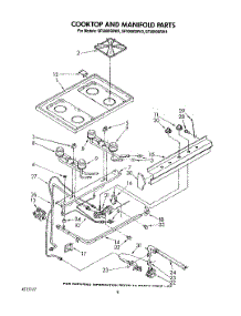 06 - Cooktop And Manifold, Lit / Optional parts for Whirlpool Range SF3000SRW2 from AppliancePartsPros.com