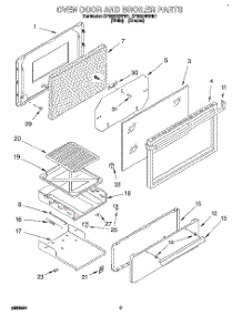 02 - Oven Door And Broiler parts for Whirlpool Range SF305BEWN1 from AppliancePartsPros.com