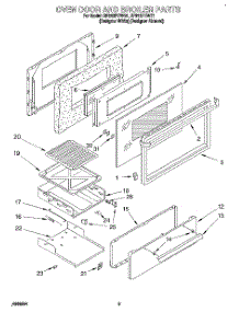 02 - Oven Door And Broiler parts for Whirlpool Range SF312PEWZ1 from AppliancePartsPros.com