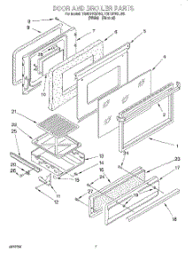 05 - Door And Broiler parts for Whirlpool Range TGR61W2BW2 from AppliancePartsPros.com