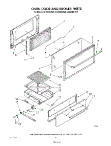 05 - Oven Door And Broiler parts for Whirlpool Range SF302BSRW3 from AppliancePartsPros.com