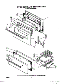 05 - Oven Door And Broiler parts for Whirlpool Range SF3300EPW0 from AppliancePartsPros.com