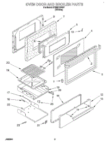 02 - Oven Door And Broiler parts for Whirlpool Range SF330PEWW7 from AppliancePartsPros.com