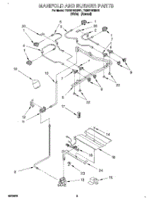 03 - Manifold And Burner parts for Whirlpool Range TGR61W2BN1 from AppliancePartsPros.com
