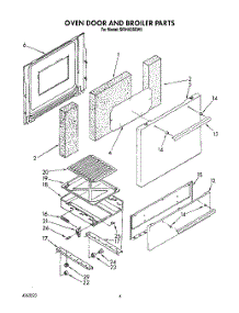 03 - Oven Door And Broiler parts for Whirlpool Range SF0100SRW9 from AppliancePartsPros.com