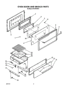 03 - Oven Door And Broiler parts for Whirlpool Range SF310PEWW3 from AppliancePartsPros.com