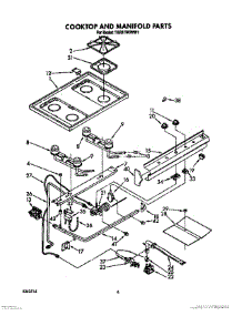 05 - Cooktop And Manifold, Lit / Optional parts for Whirlpool Range TGR51W0WW1 from AppliancePartsPros.com