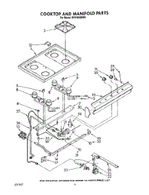 05 - Cooktop And Manifold, Lit / Optional parts for Whirlpool Range SF0100SRW6 from AppliancePartsPros.com