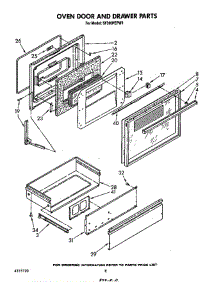Oven Door And Drawer parts for Whirlpool Range SF396PEPW1 from AppliancePartsPros.com