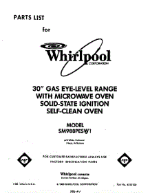Front Cover parts for Whirlpool Range SM988PESW1 from AppliancePartsPros.com