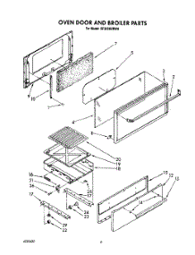 05 - Oven Door And Broiler parts for Whirlpool Range SF302BERW6 from AppliancePartsPros.com