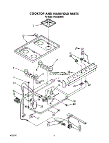 06 - Cooktop And Manifold, Lit / Optional parts for Whirlpool Range SF302BERW6 from AppliancePartsPros.com