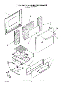 03 - Oven Door And Broiler parts for Whirlpool Range SF0100SRW2 from AppliancePartsPros.com