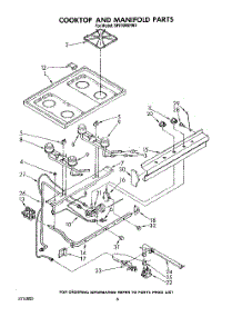 05 - Cooktop And Manifold, Lit / Optional parts for Whirlpool Range SF0100SRW2 from AppliancePartsPros.com