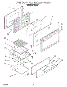 02 - Oven Door And Broiler parts for Whirlpool Range SF305BEWQ0 from AppliancePartsPros.com