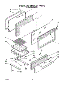 04 - Door And Broiler parts for Whirlpool Range SF302BSYW0 from AppliancePartsPros.com
