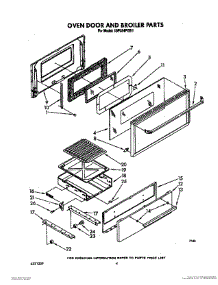04 - Oven Door And Broiler parts for Whirlpool Range 1SF034PEW1 from AppliancePartsPros.com