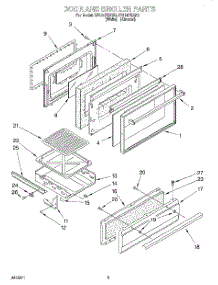 03 - Door And Broiler parts for Whirlpool Range SF314PEAW3 from AppliancePartsPros.com