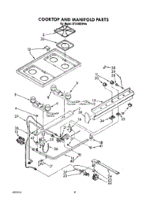 06 - Cooktop And Manifold, Lit / Optional parts for Whirlpool Range SF3100ERW6 from AppliancePartsPros.com