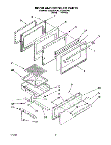 03 - Door And Broiler parts for Whirlpool Range SF302BEAW2 from AppliancePartsPros.com