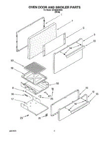 02 - Oven Door And Broiler parts for Whirlpool Range SF3020EWW3 from AppliancePartsPros.com