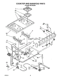 06 - Cooktop And Manifold, Lit / Optional parts for Whirlpool Range SF316PESW7 from AppliancePartsPros.com