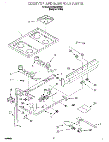04 - Cooktop And Manifold, Lit / Optional parts for Whirlpool Range SF305BEWQ1 from AppliancePartsPros.com