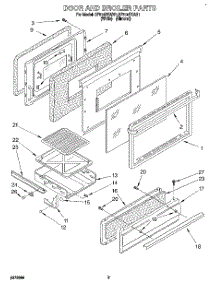 03 - Door And Broiler parts for Whirlpool Range SF314PEAW1 from AppliancePartsPros.com