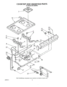 05 - Cooktop And Manifold, Lit / Optional parts for Whirlpool Range SF0140SRW5 from AppliancePartsPros.com