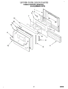 02 - Upper Oven Door parts for Whirlpool Oven RB160PXBB1 from AppliancePartsPros.com