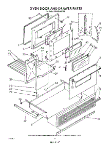 03 - Oven Door And Drawer parts for Whirlpool Range RF4400XLW3 from AppliancePartsPros.com
