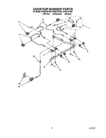 03 - Cooktop Burner parts for Whirlpool Range SF387PEYW2 from AppliancePartsPros.com