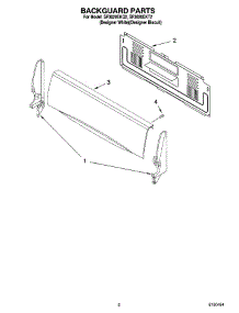 02 - Backguard Parts parts for Whirlpool Range SF3020EKQ2 from AppliancePartsPros.com