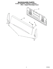 02 - Backguard Parts parts for Whirlpool Range SF303PEKT1 from AppliancePartsPros.com